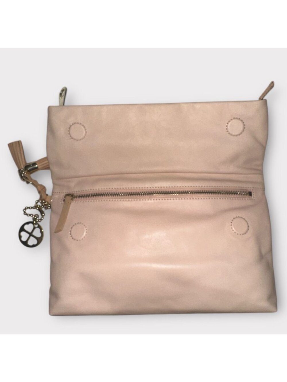 Folli Follie Purse Pale Pink Leather Perforated Heart Fold-over Clutch Greece - Picture 6 of 11